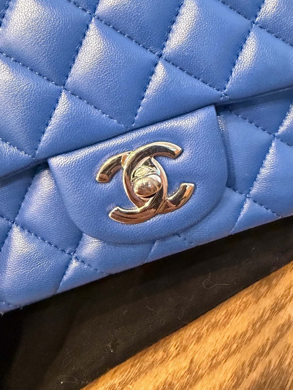 CHANEL square Quilted Lambskin Mini Flap Bag in Bright blue - Picture 7 of 9